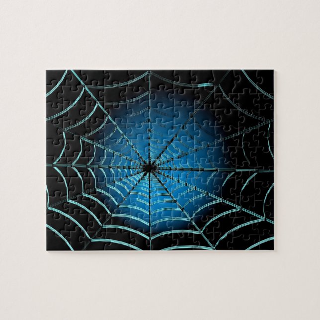 Cool Blue Spider Web Jigsaw Puzzle (Horizontal)
