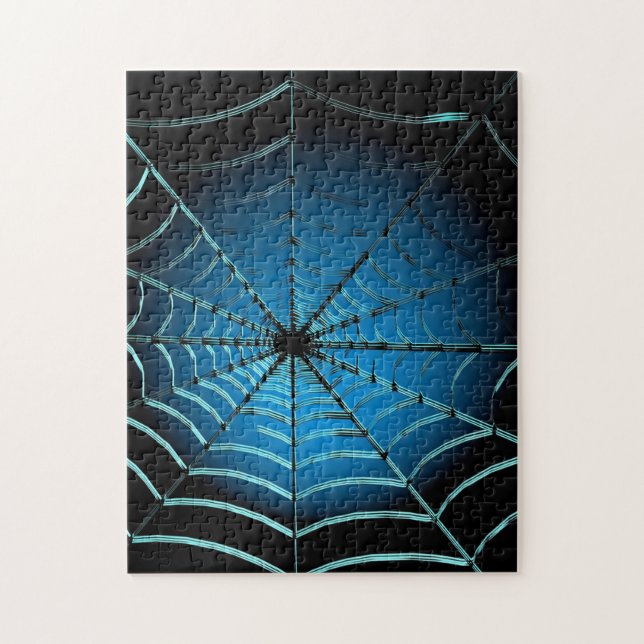 Cool Blue Spider Web Jigsaw Puzzle (Vertical)
