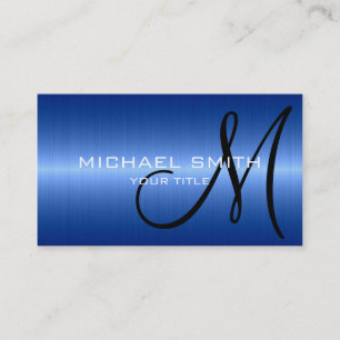 Cool Blue Stainless Steel Metal 2 Business Card