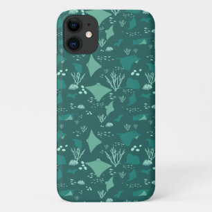 Cool Blue Sting Ray Marine Wildlife Patterned iPhone 11 Case