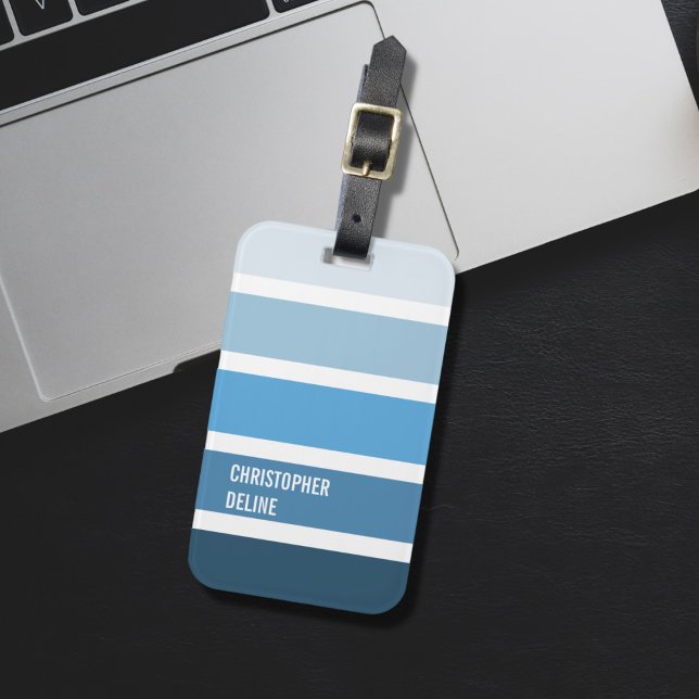 Cool Blue Stripes Travel Luggage Tag (Creator Uploaded)