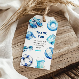 Cool Blue Summer Boys Birthday Favour Gift Tags