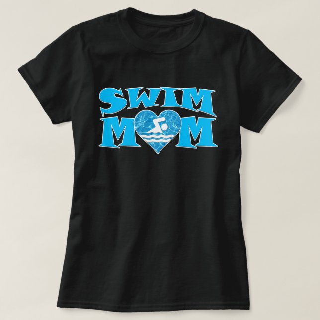Cool Blue Swim Mum with Heart Cute Women's T-Shirt (Design Front)