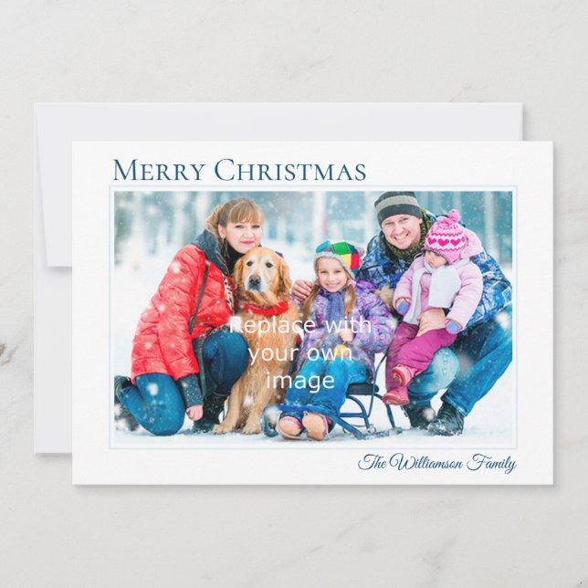 Cool Blue Themed Christmas Season Holiday Card (Front)