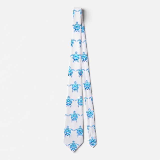 Cool Blue Tribal Turtle Tie (Front)
