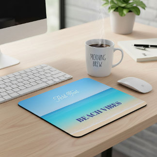 Cool Blue Tropical Beach Mouse Pad