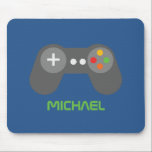 Cool Blue Video Game Controller Mouse Pad<br><div class="desc">Fun mousepad design featuring a video game controller perfect for boys and girls. Personalise it with your name, monogram, gamer tag, or any text of your choice. Matching products available at our store. Looking for a custom colour? Want this design on a different product? Send us a message to heartlockedstudio@gmail.com...</div>