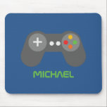 Cool Blue Video Game Controller Mouse Pad<br><div class="desc">Fun mousepad design featuring a video game controller perfect for boys and girls. Personalise it with your name, monogram, gamer tag, or any text of your choice. Matching products available at our store. Looking for a custom colour? Want this design on a different product? Send us a message to heartlockedstudio@gmail.com...</div>