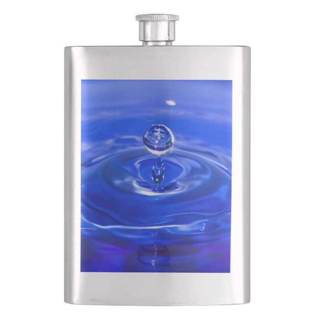 Cool Blue Water Droplet Hip Flask (Front)