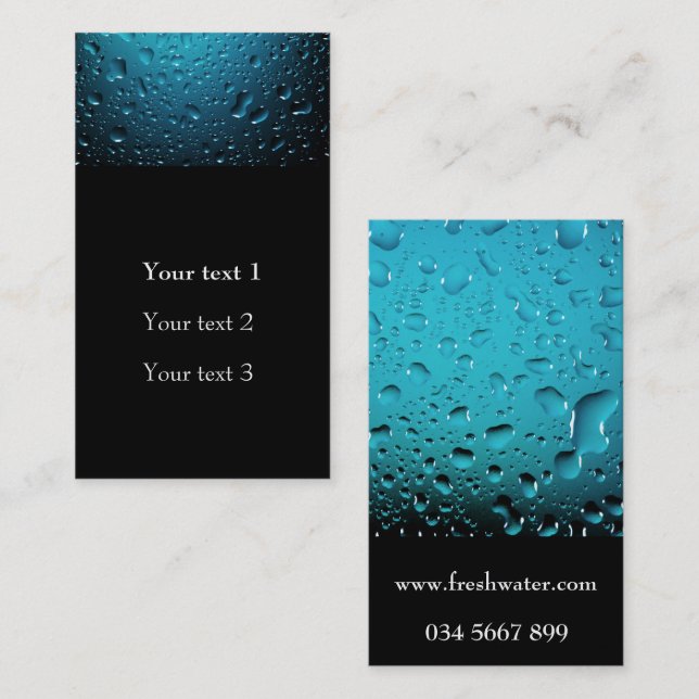 Cool Blue water drops Business Card (Front/Back)
