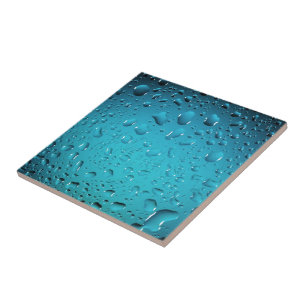 Cool Blue water drops Ceramic Tile