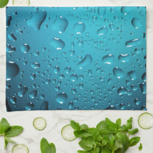Cool Blue water drops Tea Towel