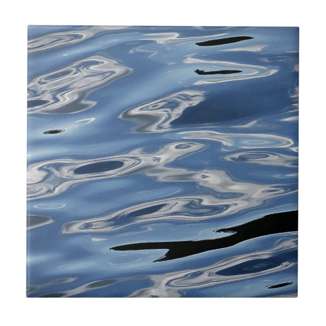Cool blue water pattern ceramic tile (Front)