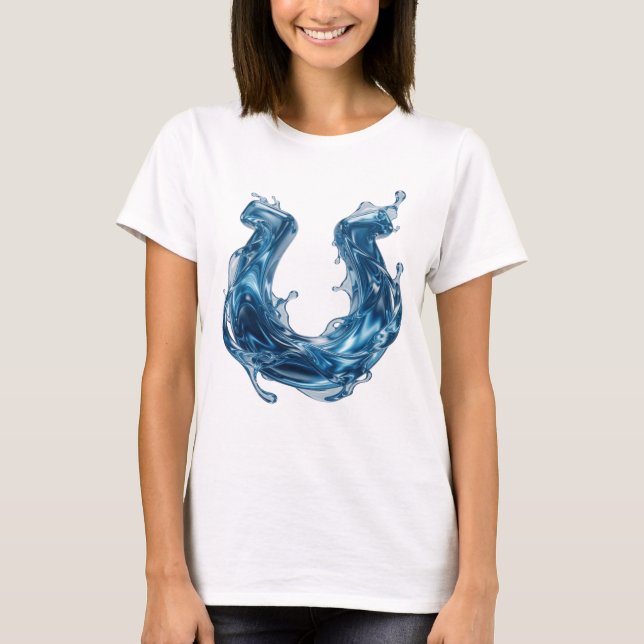 Cool Blue WATER SPLASH Bold Design T-Shirt (Front)