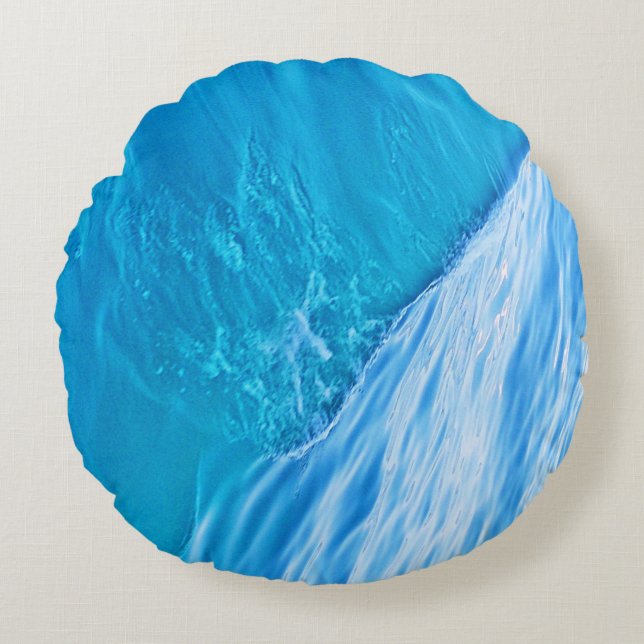 Cool blue water wave round cushion (Front)