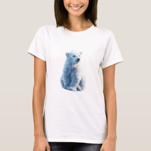 Cool Blue Watercolor Arctic Polar Bear Women T-Shirt