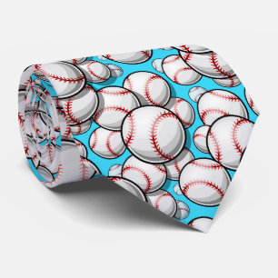 cool blue white Baseball sports lovers  Tie