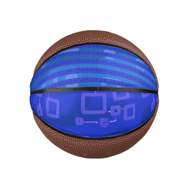 Cool Blue White Geometric Stripes Mini Basketball (Front)