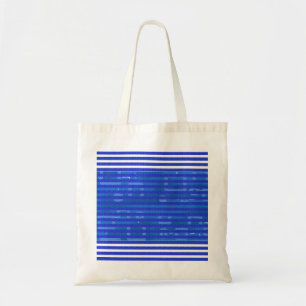 Cool Blue White Geometric Stripes Tote Bag