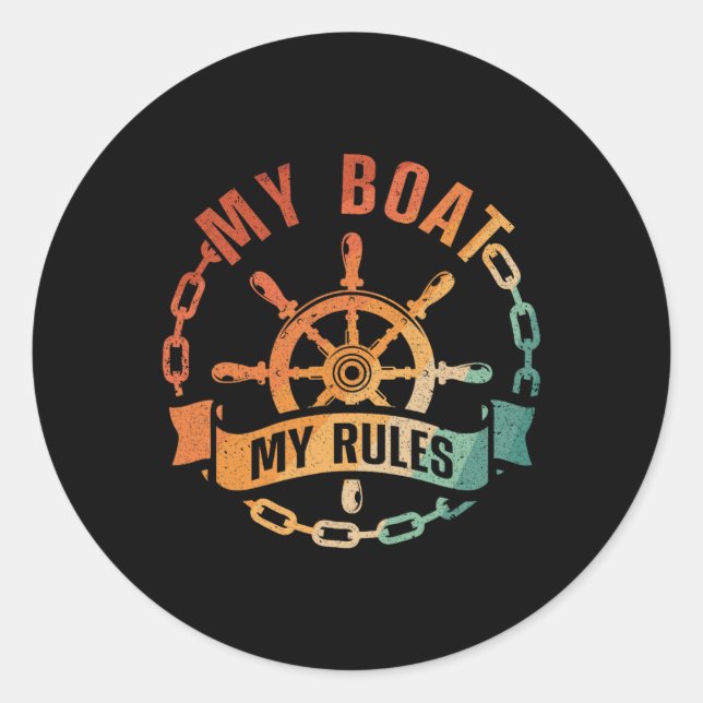 Cool Boat Captain Design For Men Women Boat Captai Classic Round Sticker (Front)