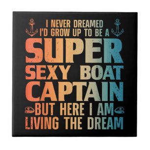 Cool Boat Captain For Men Women Sail Pontoon Boati Ceramic Tile