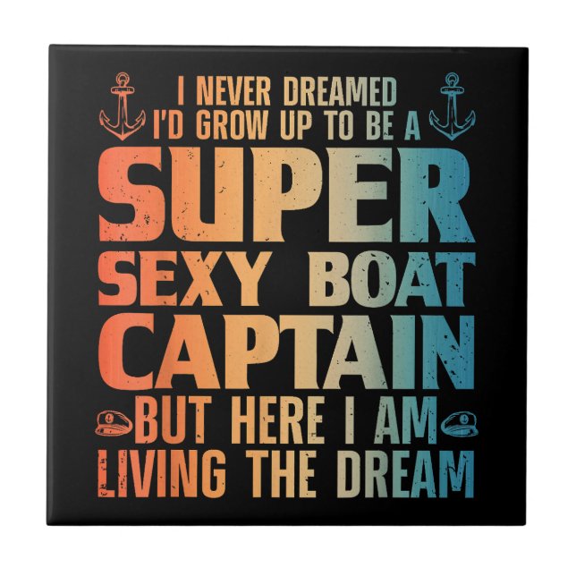 Cool Boat Captain For Men Women Sail Pontoon Boati Ceramic Tile (Front)