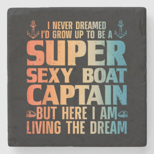 Cool Boat Captain For Men Women Sail Pontoon Boati Stone Coaster