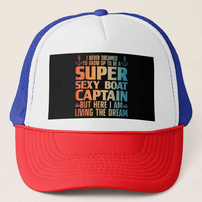 Cool Boat Captain For Men Women Sail Pontoon Boati Trucker Hat (Front)