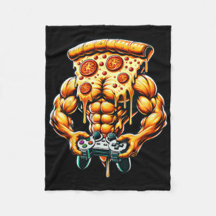 Cool Bodybuilding Gamer Pizza Present Fleece Blanket