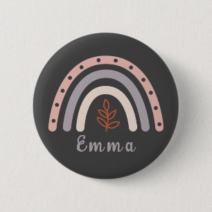 Cool Boho Rainbow with Personalised Name  6 Cm Round Badge