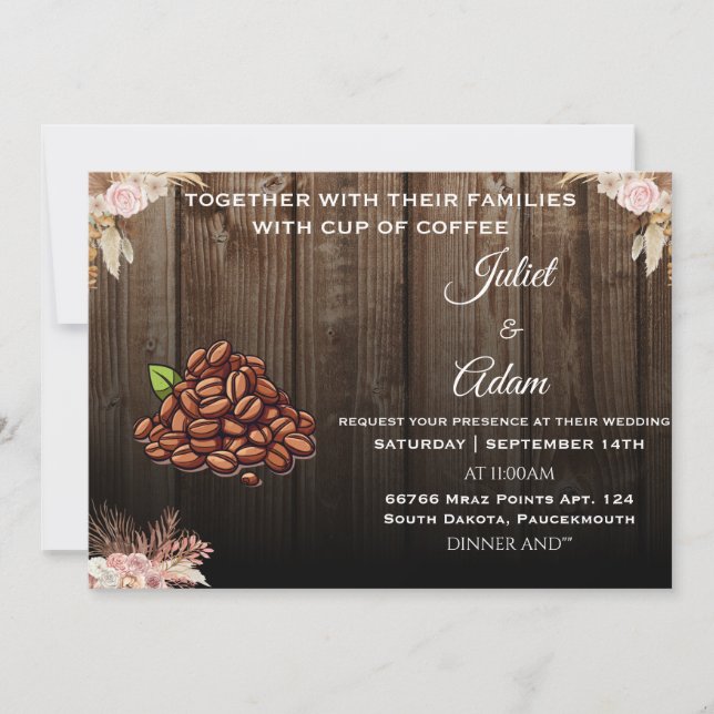 Cool boho rustic modern elegant Coffee Wedding Invitation (Front)
