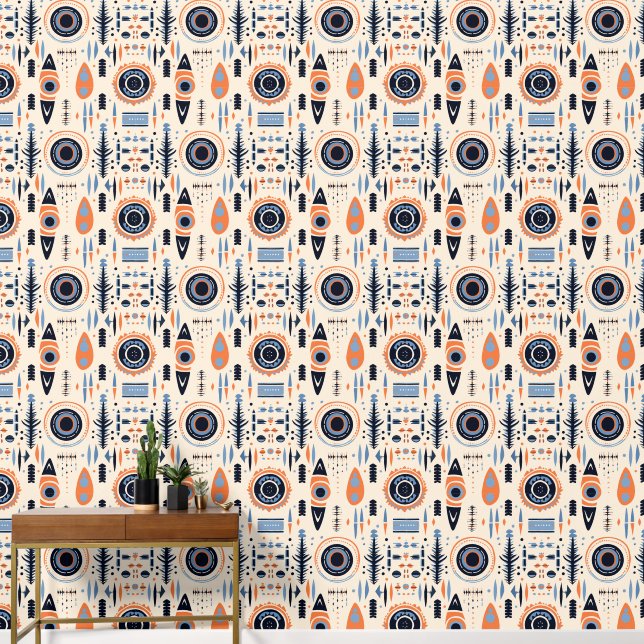 Cool Boho Southwestern pattern tiled  Wallpaper (Hallway)
