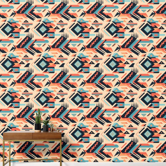 Cool Boho Southwestern pattern tiled  Wallpaper (Hallway)