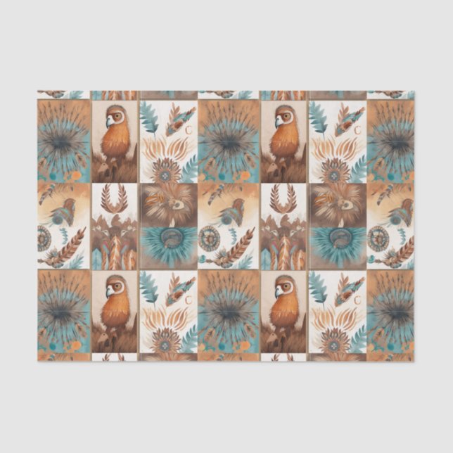 Cool Boho Western tiled pattern decoupage  Tissue Paper (Front)