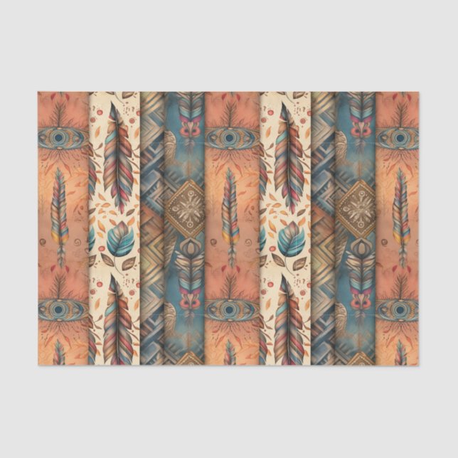 Cool Boho Western tiled pattern decoupage  Tissue Paper (Front)