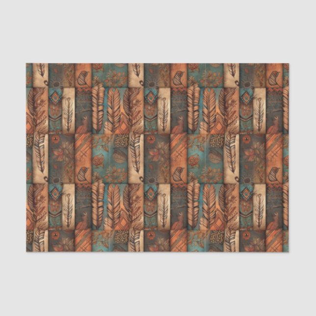 Cool Boho Western tiled pattern decoupage  Tissue Paper (Front)