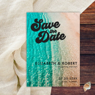 Cool Bold Coastal On The Beach Destination Wedding Save The Date