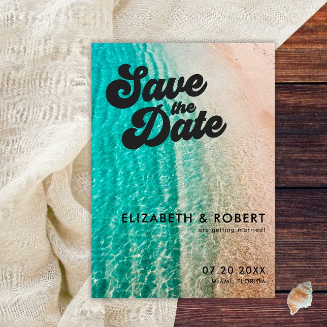 Cool Bold Coastal On The Beach Destination Wedding Save The Date (Creator Uploaded)