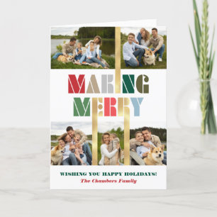 Cool Bold Colourful Making Merry Multiphoto  Holiday Card
