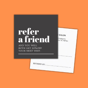 Cool Bold Grey White Beauty Salon Referral Card
