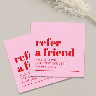 Cool Bold Pink Red White Beauty Salon Referral Card
