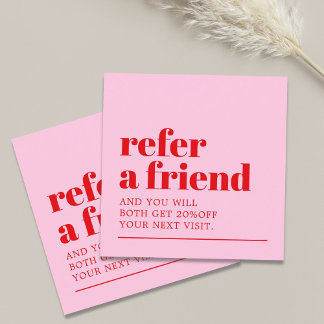 Cool Bold Pink Red White Beauty Salon Referral Card