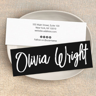 Cool Bold Signature Script Typography Modern Black Mini Business Card