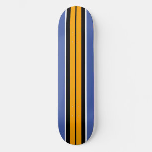 Cool Bold Yellow Black Summer Blue Racing Stripes Skateboard