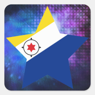Cool Bonaire Flag Star Square Sticker