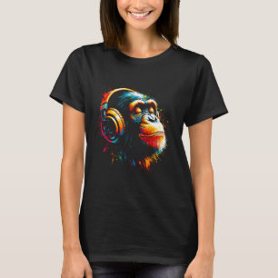 Cool Bonobo Monkey Headphone Music Art Christmas B T-Shirt