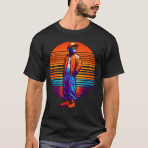 Cool Bonobo Monkey Modern Urban Style Sunset Retro T-Shirt