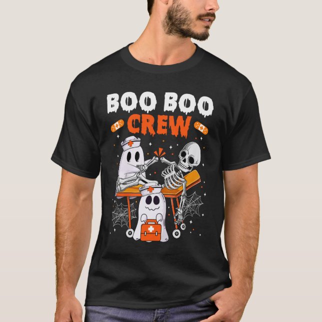 Cool Boo Boo Crew Ghost Doctor Paramedic Nurse Hal T-Shirt (Front)