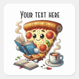 Cool book club pizza party add text square sticker