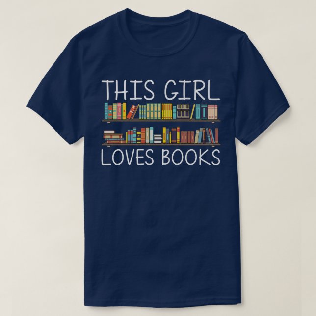 Cool Book Design For Girls Kids Bookworm Reading B T-Shirt (Design Front)